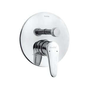 Single Lever Concealed Mixer & Diverter High Flow & Three Outlet Exposed parts Kit Consisting of Operating Liver & Wall Flange (SUITABLE FOR ITEM NO. DCB 123)